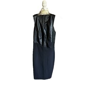 Republic Vegan Leather & Black Fabric Colorblock Dress